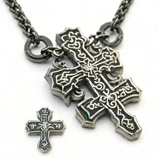 cross necklace tattoo design idea