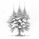large pine tree with roots. right side of the tree to be dead with many spikes and branches left side bloosiming  tattoo design idea