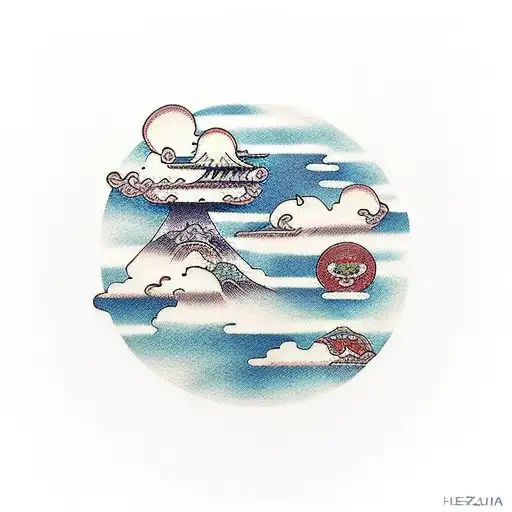 petit nuage avec horizon tattoo design idea