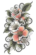 flower with stem wrapped around forarm half sleeve tattoo design idea