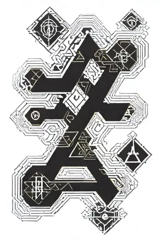 witchcraft runes engraved tattoo design idea