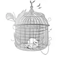 Birds Flying Out Of Cage tattoo design idea