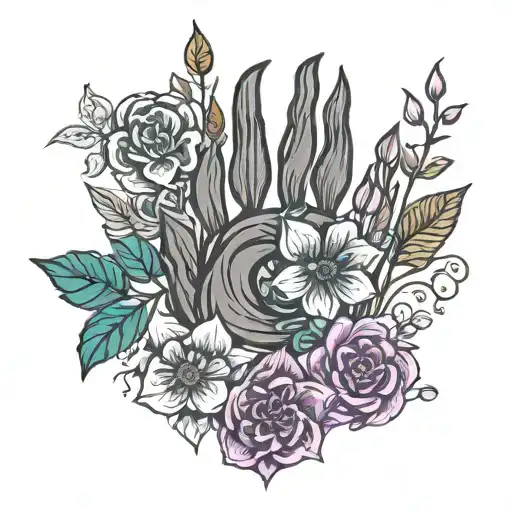 paw flowers growing persevere mental health harry potter  tattoo design idea