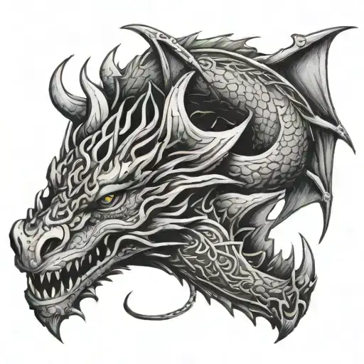 celtic dragon sleeping  tattoo design idea