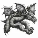 celtic dragon sleeping  tattoo design idea