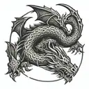 celtic dragon sleeping  tattoo design idea