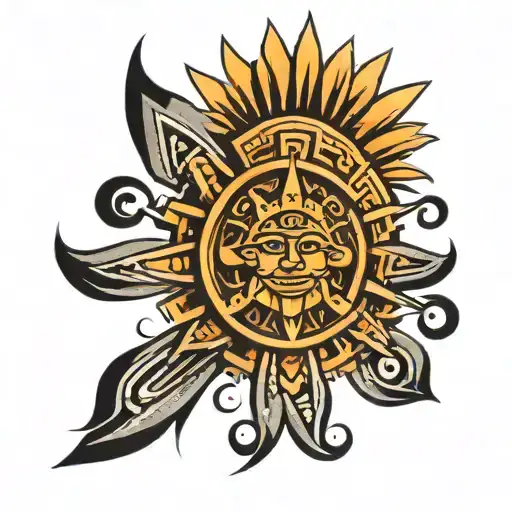 aztec sun rays tattoo design idea