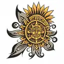 aztec sun rays tattoo design idea