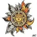 aztec sun rays tattoo design idea