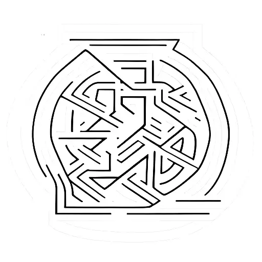 The letters ALMA in a rectangle/ labyrinth in the style of syncopy logo  tattoo design idea