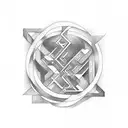 The letters ALMA in a rectangle/ labyrinth in the style of syncope logo  tattoo design idea