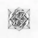 The letters ALMA in a rectangle/ labyrinth in the style of syncope logo  tattoo design idea