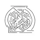 The letters ALMA in a rectangle/ labyrinth in the style of syncopy logo  tattoo design idea