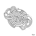The letters ALMA in a rectangle/ labyrinth in the style of syncopy logo  tattoo design idea