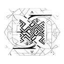 The letters ALMA in a rectangle/ labyrinth in the style of syncopy logo  tattoo design idea