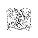 The letters ALMA in a rectangle/ labyrinth in the style of syncopy logo  tattoo design idea