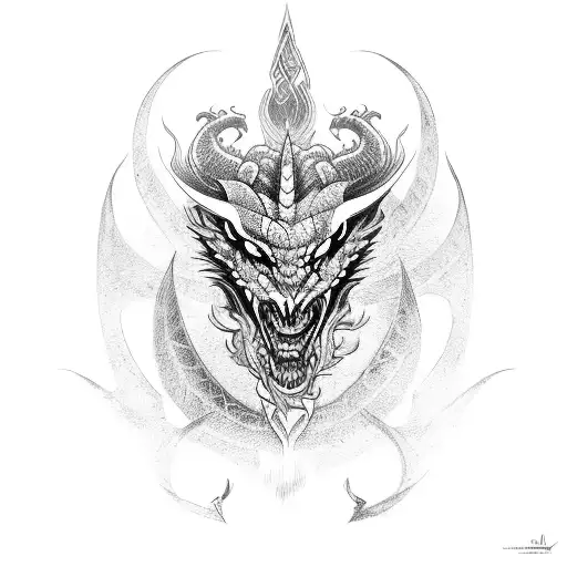 Dragon, fire, power, viking tattoo design idea