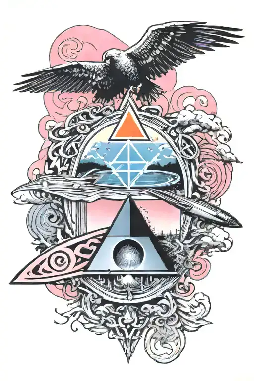  pink Floyd led Zeppelin symbols incorporated somehow tattoo design idea