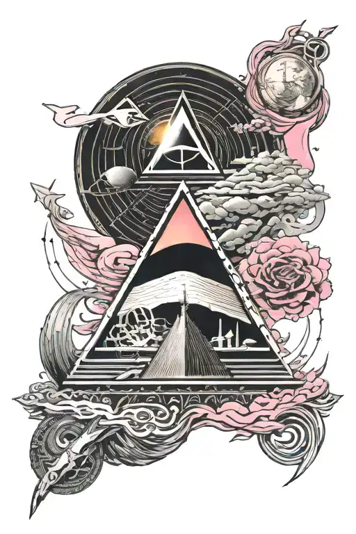 analome pink Floyd led Zeppelin symbols incorporated tattoo design idea