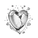 broken wine glass with heart inside tattoo design idea