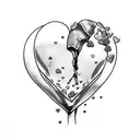 broken wine glass with heart inside tattoo design idea