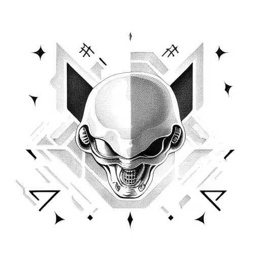 machine in the shape of the letter T that looks like the movie ALIEN tattoo design idea