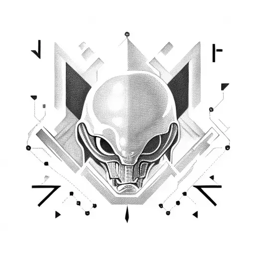 machine in the shape of the letter T that looks like the movie ALIEN tattoo design idea