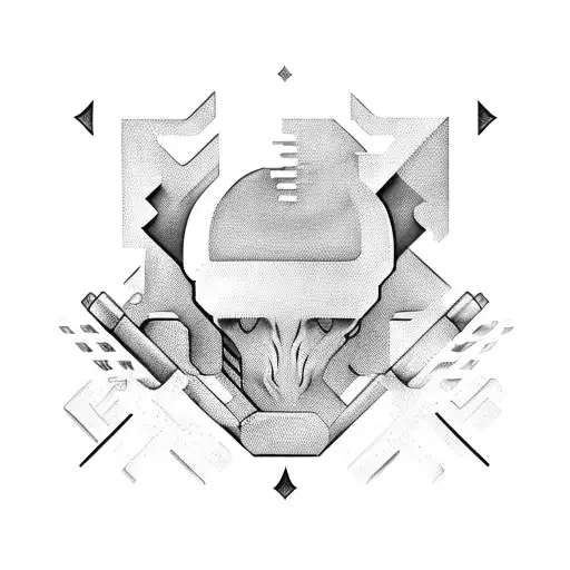 machine in the shape of the letter T that looks like the movie ALIEN tattoo design idea