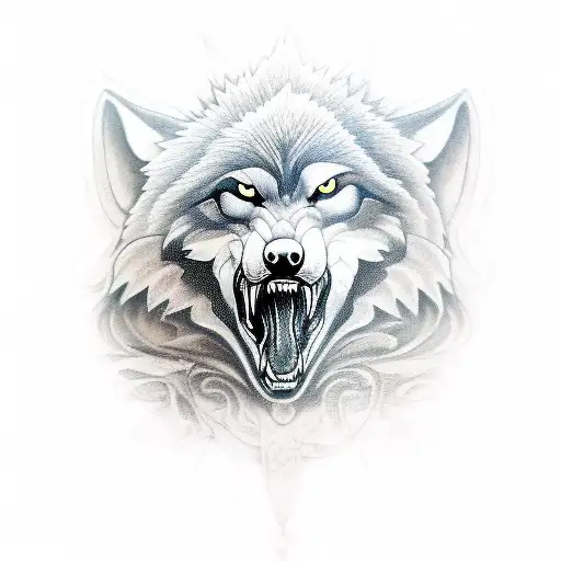 growling wolf tattoo design idea