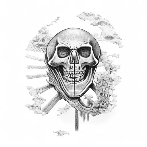 A Croatian coastline with a hidden skeleton warrior tattoo design idea