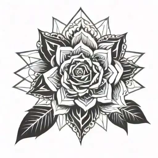 Mandala With Rose wrapped tattoo design idea