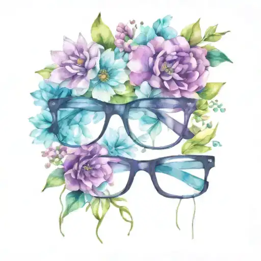 flowered eyeglass tattoo design idea