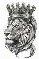 lion with a crown, scar across face tattoo design idea