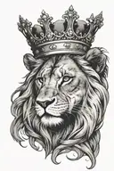lion with a crown, scar across face tattoo design idea