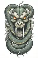 snake fangs out striking tattoo design idea