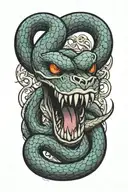 snake fangs out striking tattoo design idea