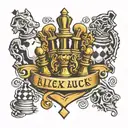 Acronym of All Hustle No Luck with money and chess and dice on the front of my neck tattoo design idea