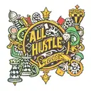Acronym of All Hustle No Luck with money and chess and dice on the front of my neck tattoo design idea