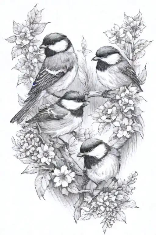 chickadees tattoo design idea