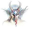 devil standing on an angel's head tattoo design idea