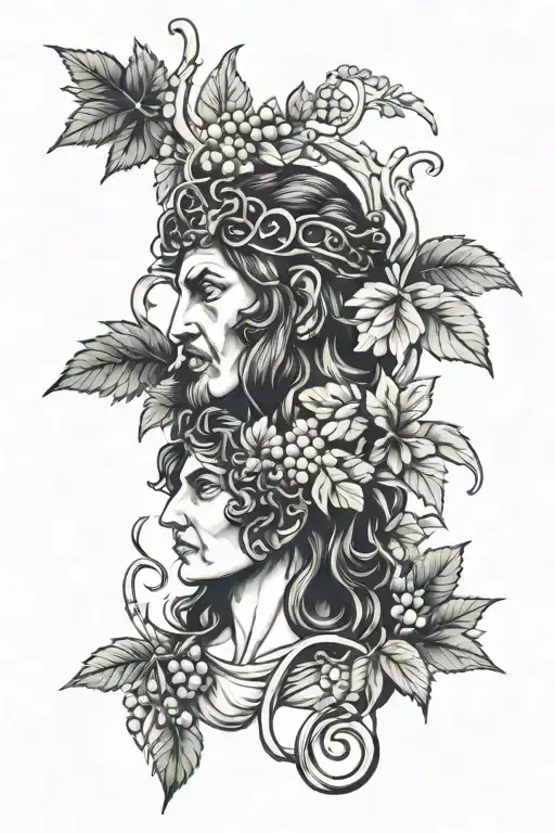 dionysus and germes tattoo design idea