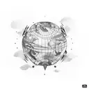 Electric eel wrapped around a globe tattoo design idea