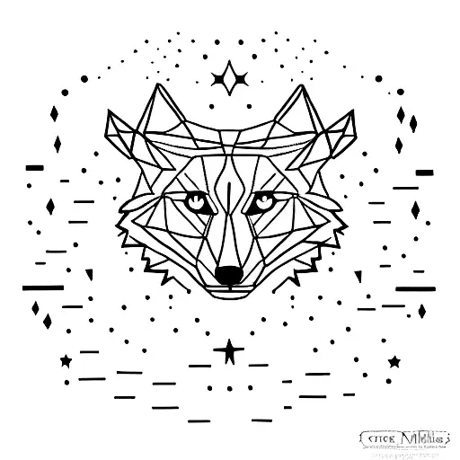 A minimalist tattoo of a wolf and cheetah depicted as constellations in the night sky tattoo design idea