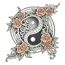 ying and yang mixed with ikigai tattoo design idea
