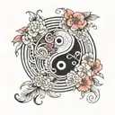 ying and yang mixed with ikigai tattoo design idea