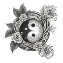ying and yang mixed with ikigai tattoo design idea