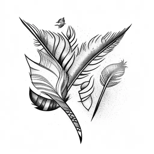 Feather with birds  tattoo design idea