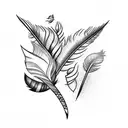 Feather with birds  tattoo design idea