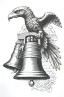 eagle and Liberty bell with bricks  tattoo design idea