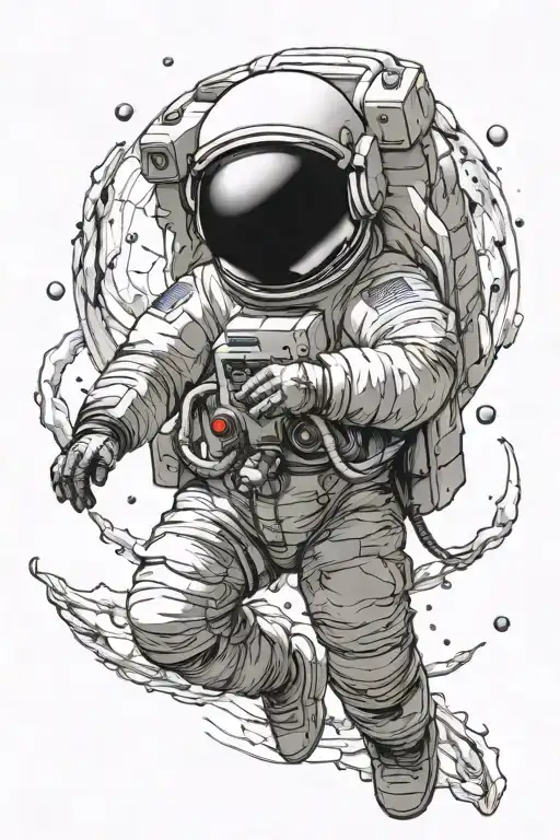 Astronaut floating in intergalactic love  tattoo design idea